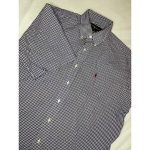 Vintage Ralph Lauren Short Sleeve Button Pocket Shirt Large Check Blake Purple